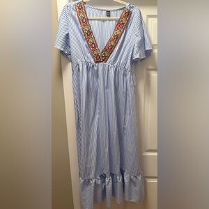 SHEIN Blue and Red Maxi Dress